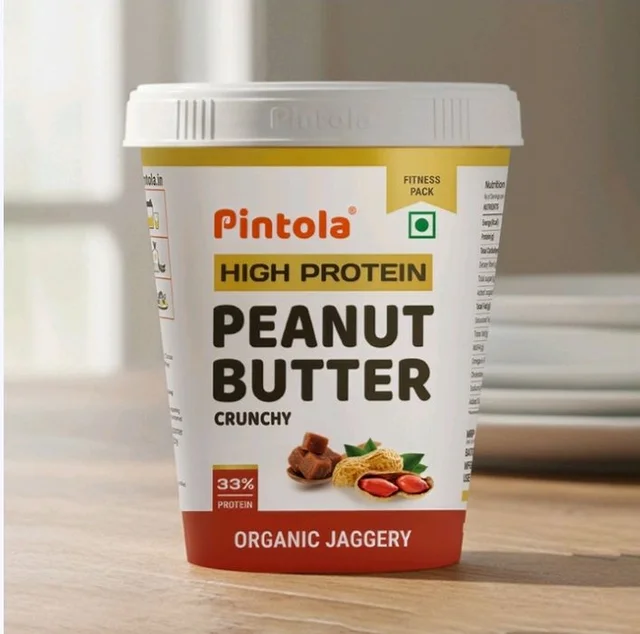 Pintola High Protein Organic Jaggery Crunchy Peanut Butter - 510 g