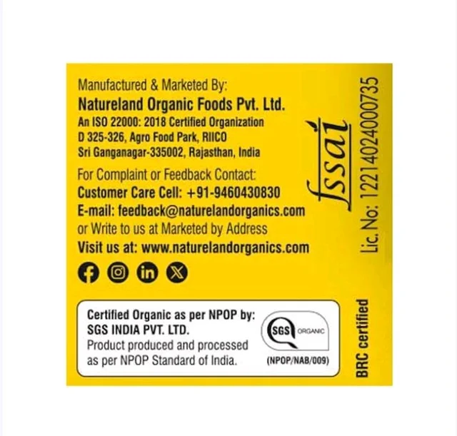 Natureland Chana Organic Besan - 500 g
