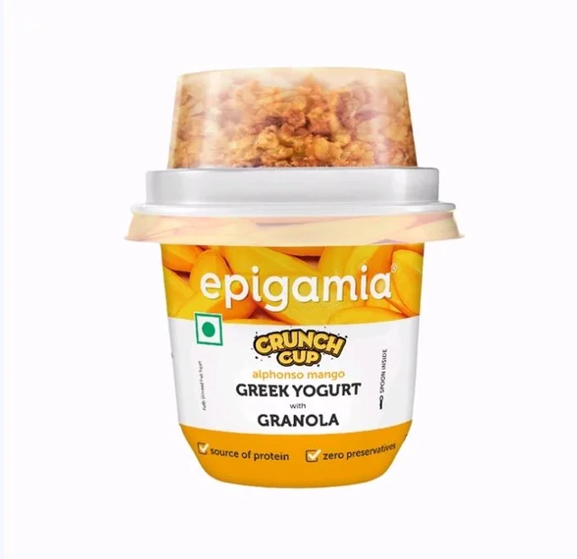 Epigamia Mango Crunch Flavoured Greek Yogurt with Granola - 115 g