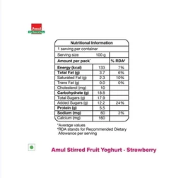 Amul Stirred Strawberry Flavoured Yogurt - 100 g
