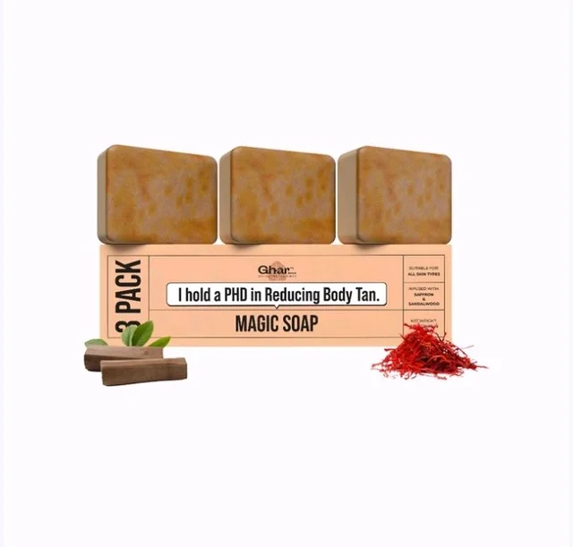 Ghar Soaps Sandalwood & Saffron Magic Soap (Pack of 3) - 3×100 g