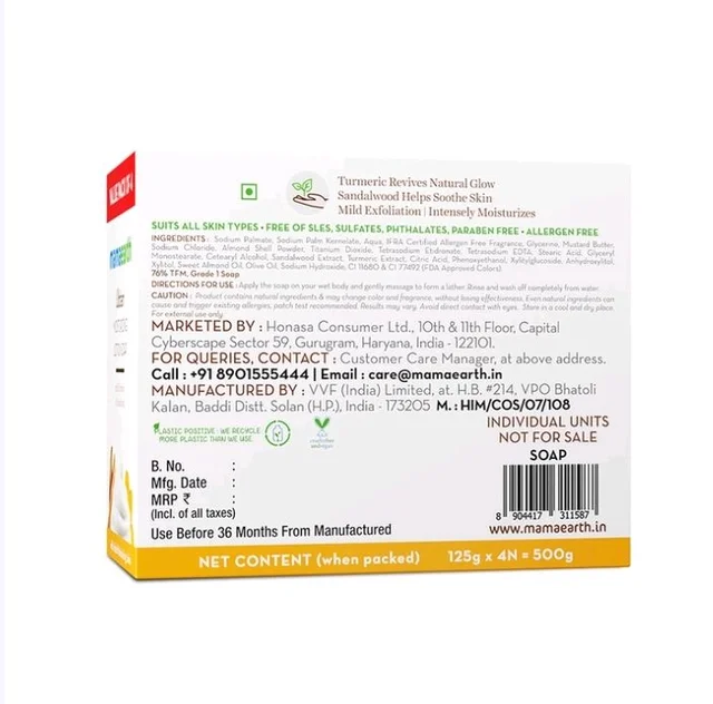 Mamaearth Ubtan Moisturizing Lotion Soap - 4×125 g