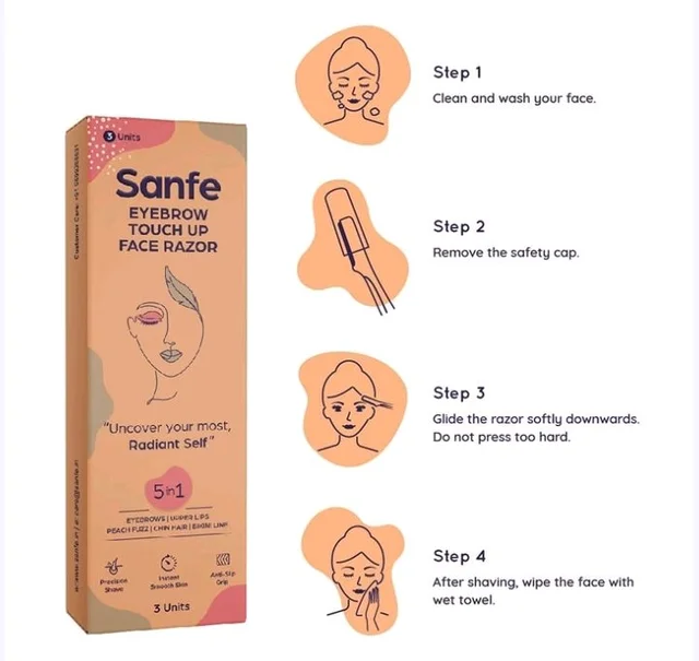 Sanfe Reusable Eyebrow Touch Up Face Razor - 3 pcs