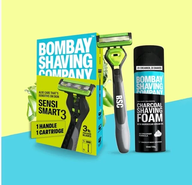 Bombay Shaving Company Sensi Smart 3 Razor & Charcoal Shaving Foam Combo - 1 pack