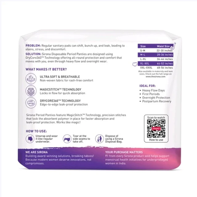 Sirona Disposable Period Panty
XL - XXL - 5 pcs