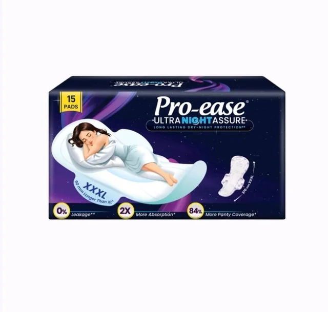 Pro-ease Ultra Night Assure Sanitary Pads - 15 pcs