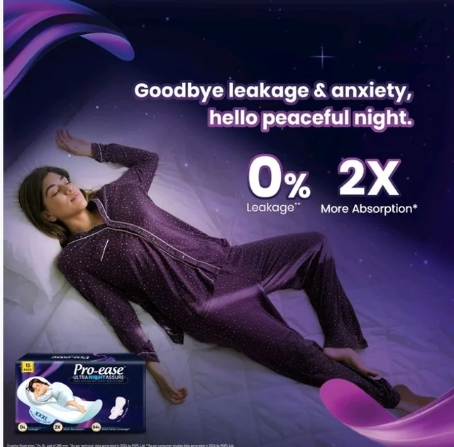 Pro-ease Ultra Night Assure Sanitary Pads - 15 pcs