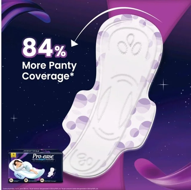 Pro-ease Ultra Night Assure Sanitary Pads - 15 pcs