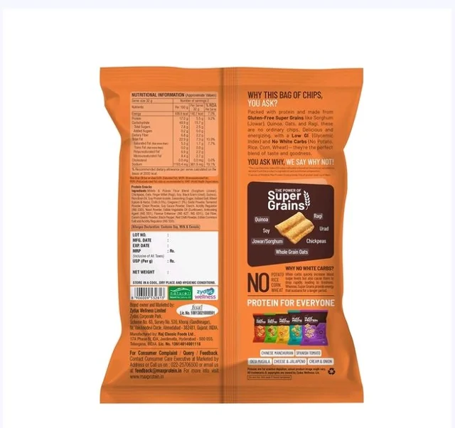 RiteBite Max Protein Peri Peri 10 g Protein Multigrain Chips - 60 g
