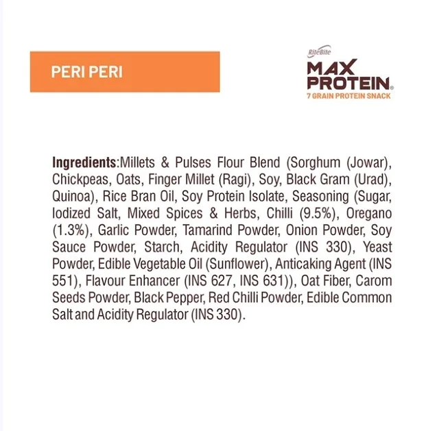 RiteBite Max Protein Peri Peri 10 g Protein Multigrain Chips - 3 x 60 g