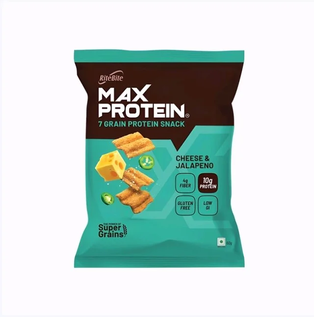 RiteBite Max Protein Cheese & Jalapeno 10 g Protein Multigrain Chips - 64 g