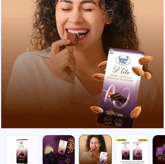 Sugar Free D'Lite Dark Chocolate Bar (Dark Crispy Quinoa & Roasted Almonds) - 40 g