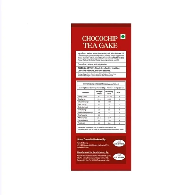 Karachi Bakery Chocochip Teacake - 150 g