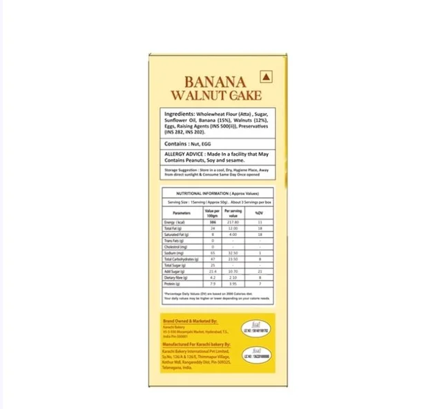 Karachi Bakery Banana Walnut Pound Cake - 150 g