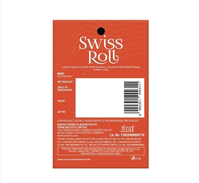 Sobisco Assorted Flavour Swiss Roll - 3×60 g