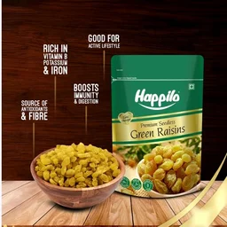 Happilo Premium Seedless Green Raisins (Kishmish) - 250 g