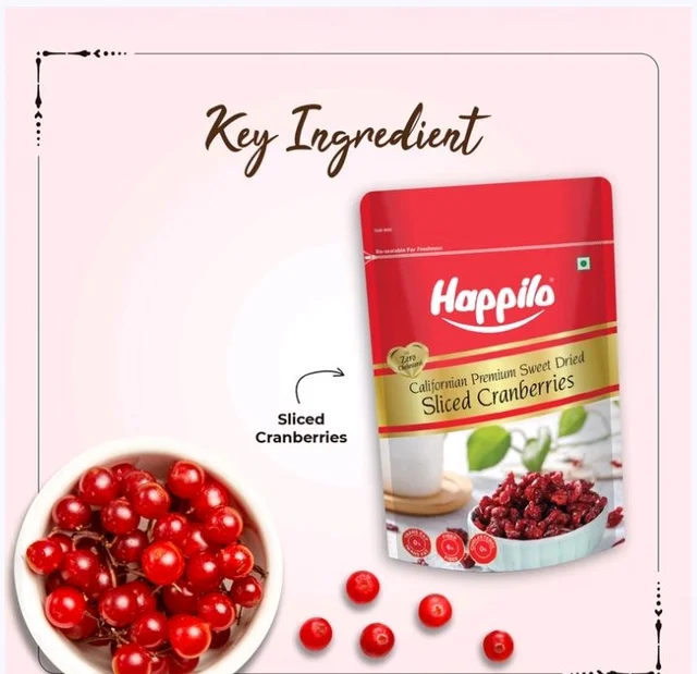 Happilo Californian Premium Sweet Dried Cranberries (Sukno Cranberries) - 200 g