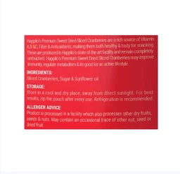 Happilo Californian Premium Sweet Dried Cranberries (Sukno Cranberries) - 200 g