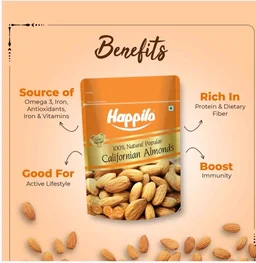 Happilo 100% Natural Popular Californian Almonds (Badam) - 900 g