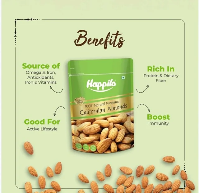 Happilo 100% Natural Premium Californian Almonds (Badam) - 900 g