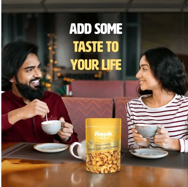 Happilo Butter Chilli Garlic Flavoured Cashew (Swadisht Kaju) - 160 g