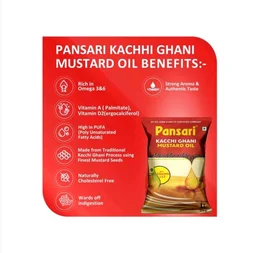 Pansari Kacchi Ghani Mustard Oil (Sorisha Tel) - 1 ltr