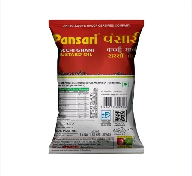 Pansari Kacchi Ghani Mustard Oil (Sorisha Tel) - 1 ltr