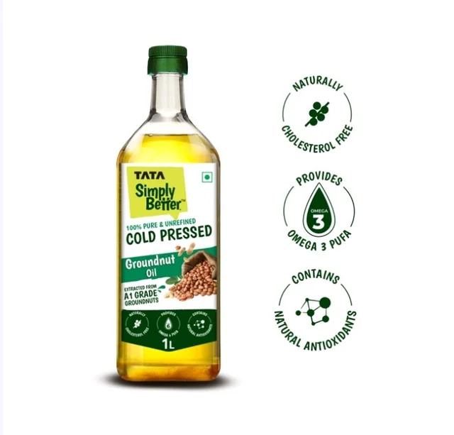 Tata Simply Better 100% Pure Cold Pressed Groundnut Oil / Peanut Oil - 1 ltr