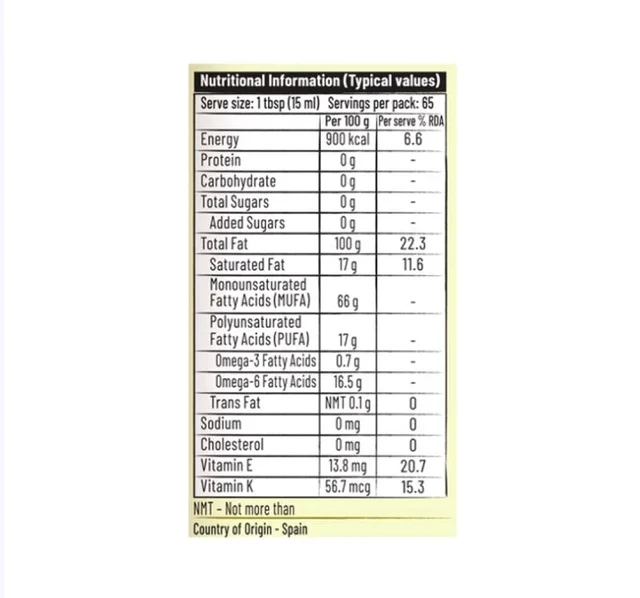 Tata Simply Better Extra Virgin Olive Oil - 1 ltr