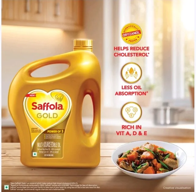 Saffola Gold Corn & Rice Bran Refined Blended Cooking Oil - 2.73 kg