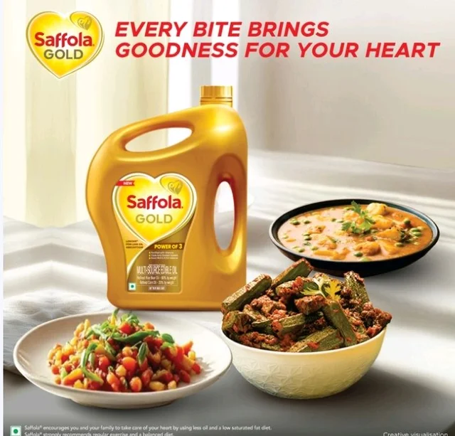 Saffola Gold Corn & Rice Bran Refined Blended Cooking Oil - 2.73 kg