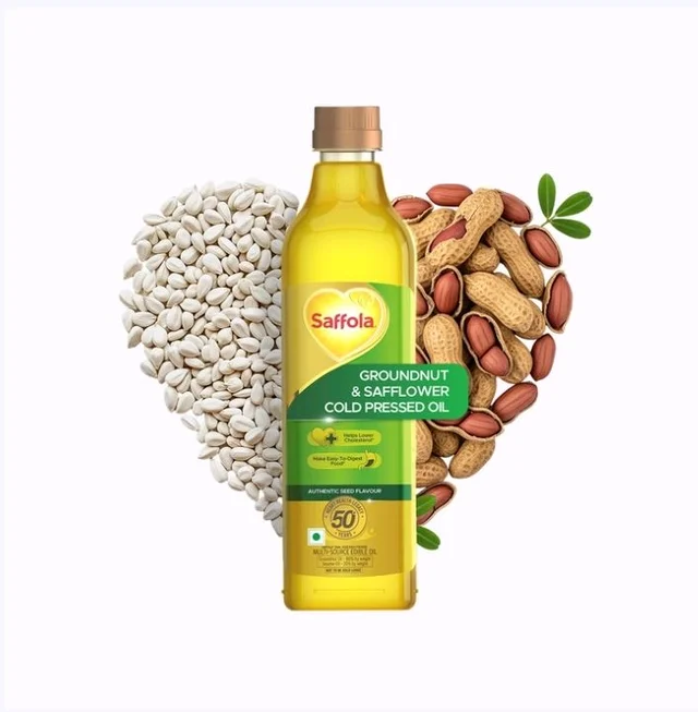 Saffola Cold Pressed Groundnut And Safflower Seed Oil - 1 ltr
