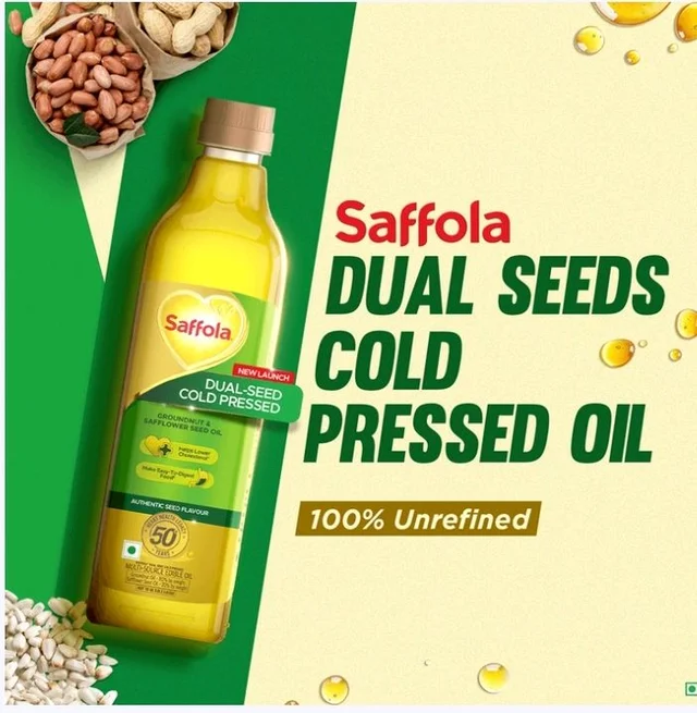 Saffola Cold Pressed Groundnut And Safflower Seed Oil - 1 ltr