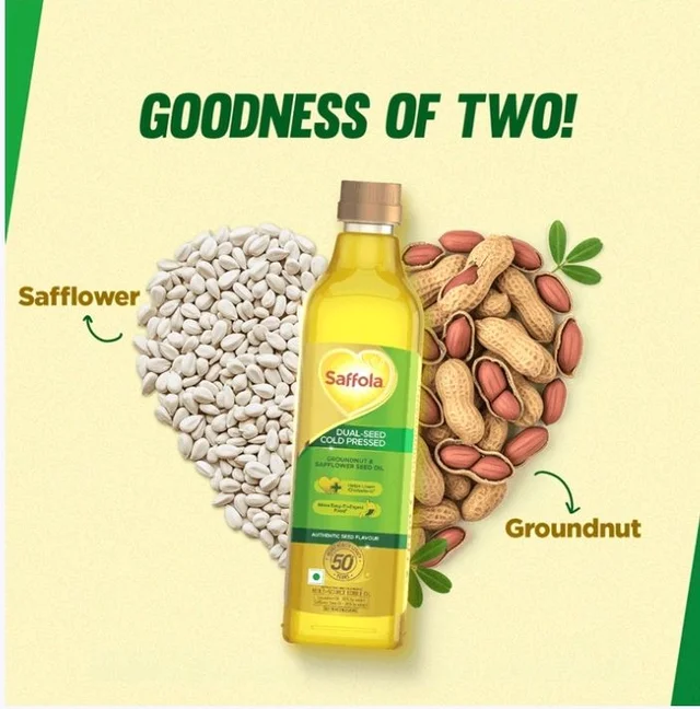 Saffola Cold Pressed Groundnut And Safflower Seed Oil - 1 ltr