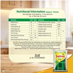 Saffola Cold Pressed Groundnut And Safflower Seed Oil - 1 ltr