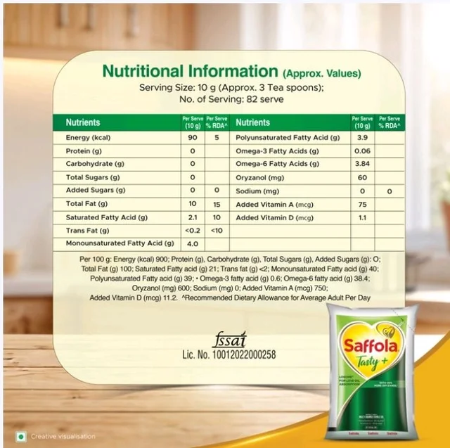 Saffola Cold Pressed Groundnut And Safflower Seed Oil - 1 ltr