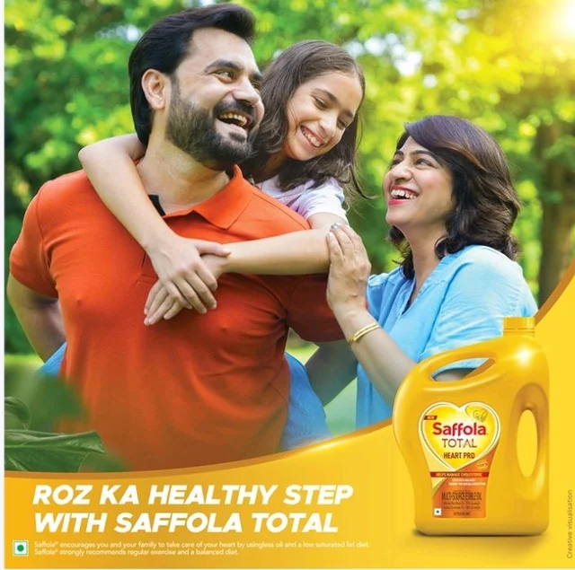 Saffola. Saffola Total Heart Pro Rice Bran & Sunflower Blended Cooking Oil (Khadya Tel) - 5 ltr