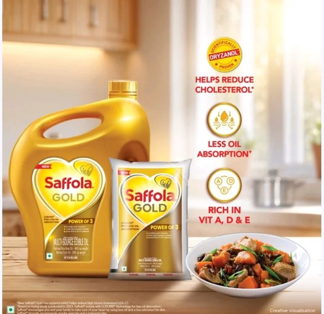 Saffola Gold Corn & Rice Bran Blended Cooking Oil - 6 ltr