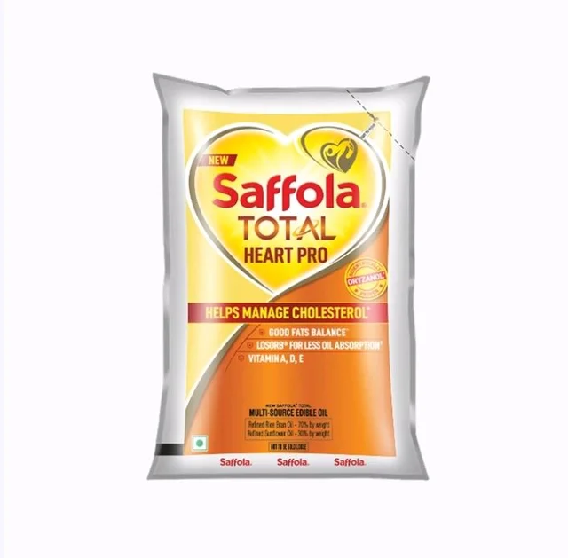 Saffola Total Heart Pro Rice Bran & Sunflower Blended Cooking Oil (Khadya Tel) - 1 ltr