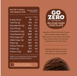 Go Zero Belgian Dark Chocolate Guilt Free Ice Cream Tub - 500 ml