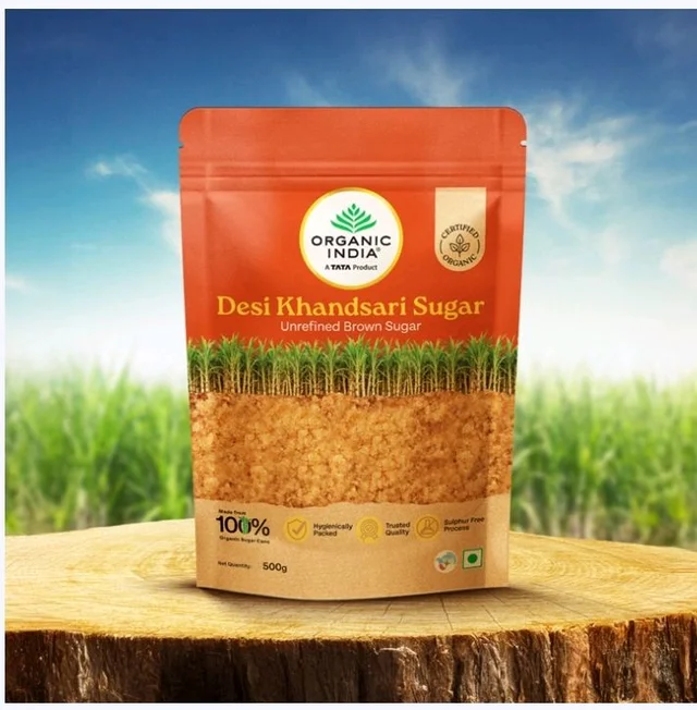 Organic India Desi Khandsari Unrefined Organic Brown Sugar - 500 g
