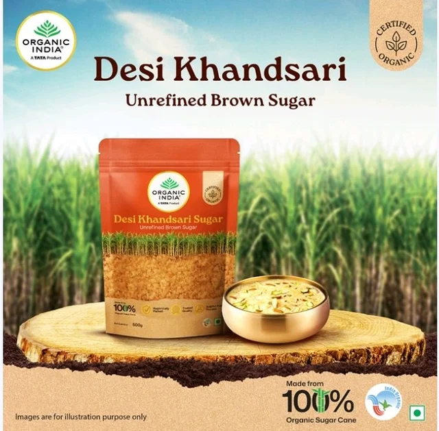 Organic India Desi Khandsari Unrefined Organic Brown Sugar - 500 g