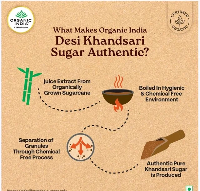 Organic India Desi Khandsari Unrefined Organic Brown Sugar - 500 g