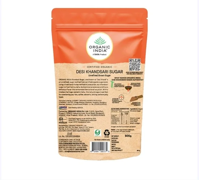Organic India Desi Khandsari Unrefined Organic Brown Sugar - 500 g