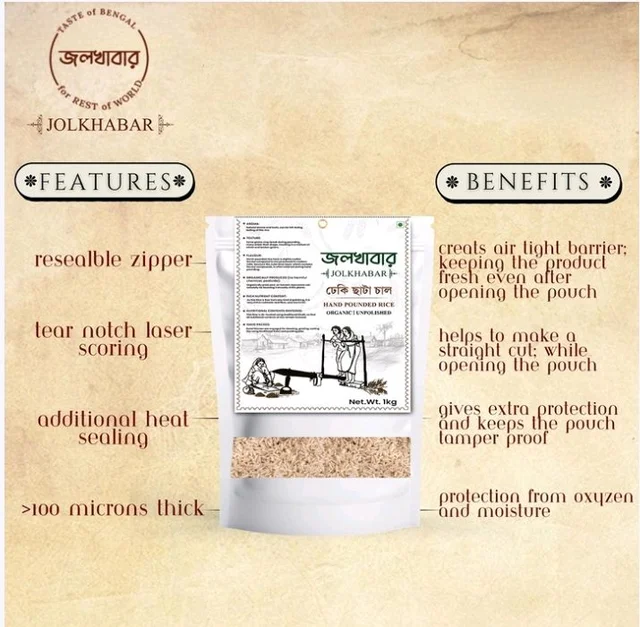 Jolkhabar Hand Pounded Dheki Chata Rice - 500 g