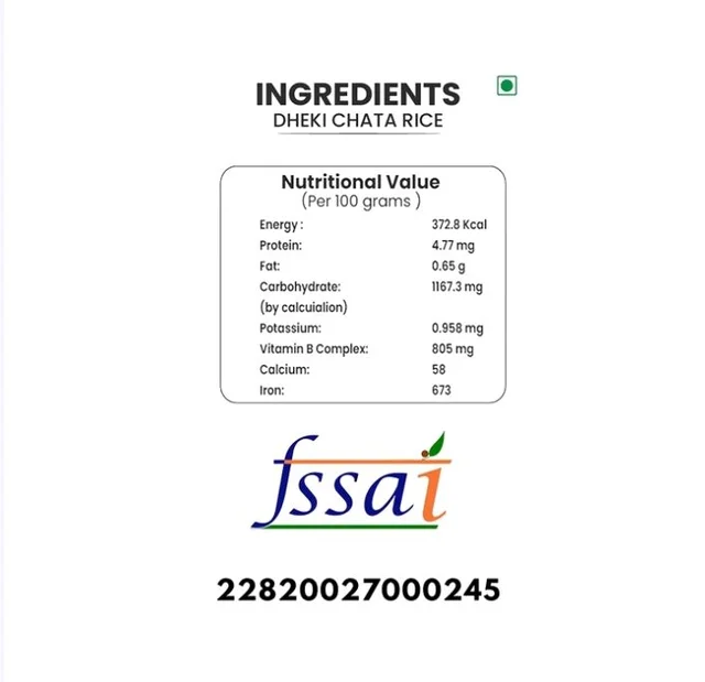 Jolkhabar Hand Pounded Dheki Chata Rice - 500 g