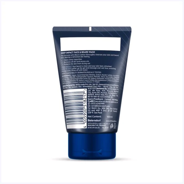 Nivea Men Deep Impact Intense Clean Face Wash - 100 ml