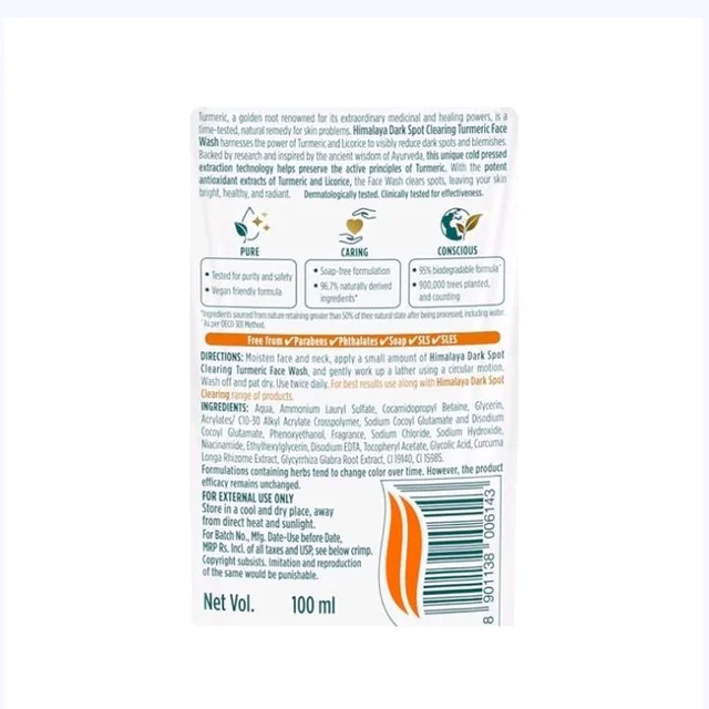 Himalaya Dark Spot Clearing Turmeric Face Wash - 100 ml