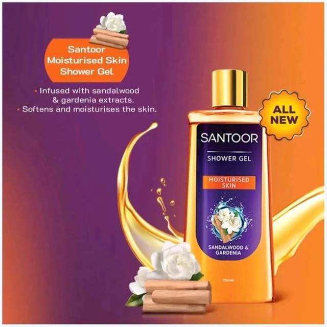 Santoor Sandalwood & Gardenia Shower Gel - 250 ml