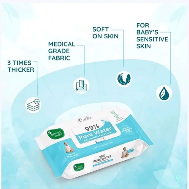 Mother Sparsh 99% Unscented Pure Water Baby Wipes - 2×72 wipes